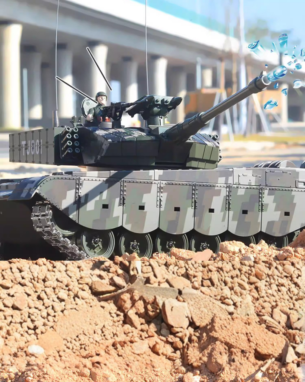 50CM RC Battle Tank with Metal Tracks, 360° Turret & Smoke Effects