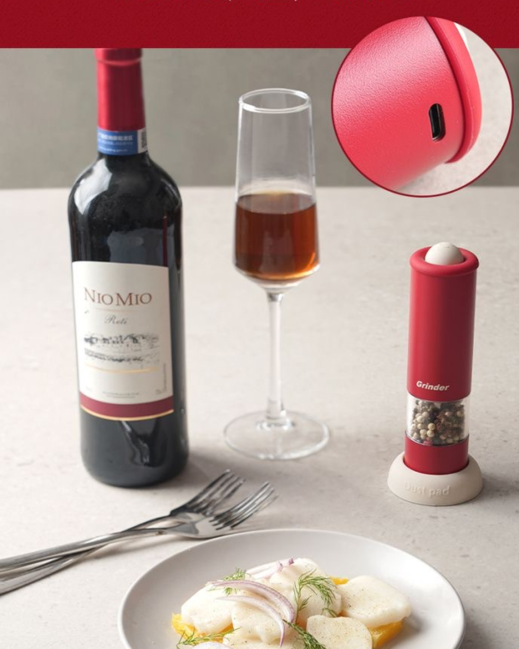 Professional Electric Pepper & Salt Grinder Set – One-Touch & Rechargeable