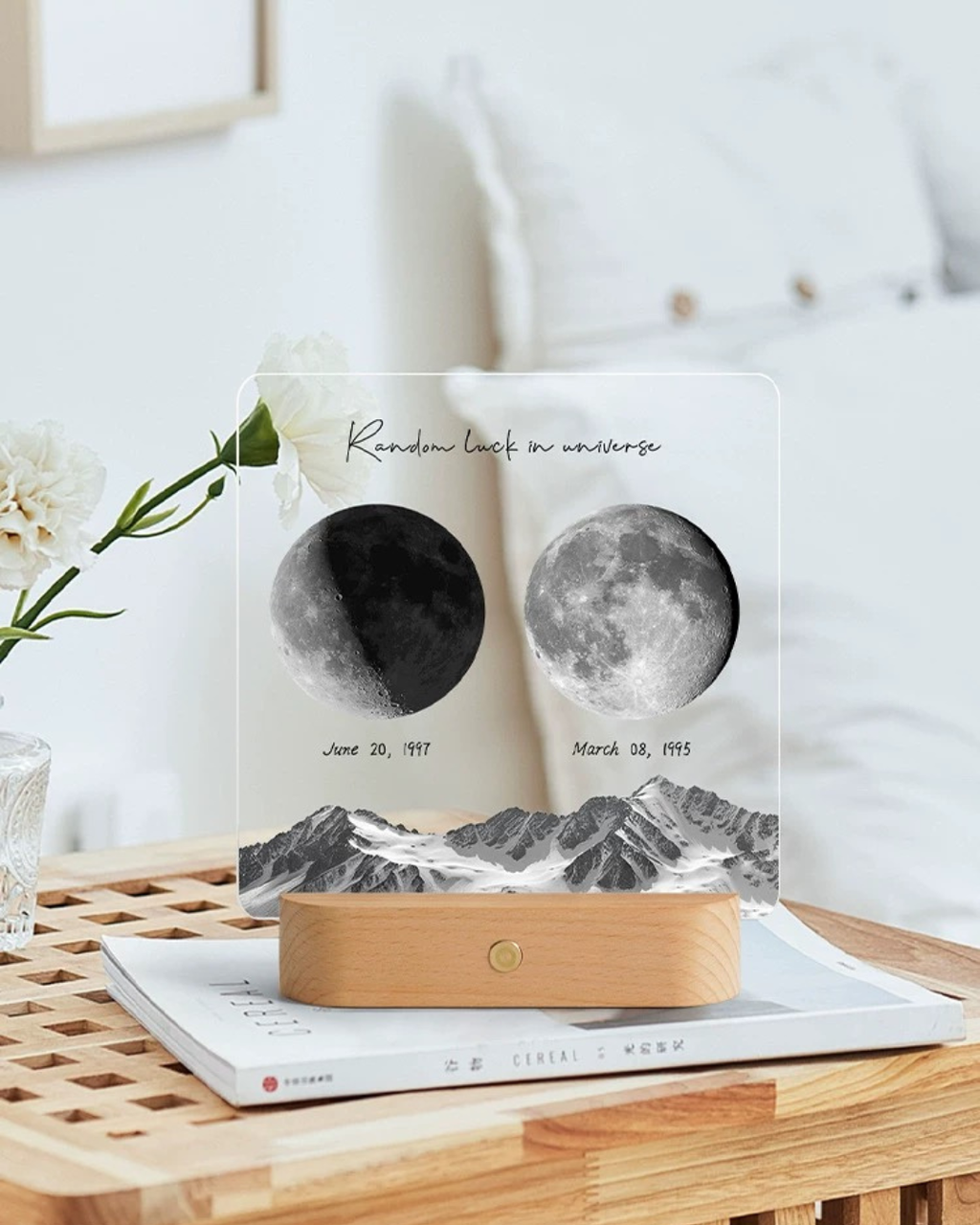 Personalized Illuminated Moon Phase Frame – Custom Name & Date Gift for Couples, Family & Friends