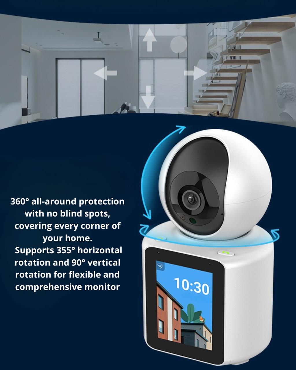 AI Smart 360° PTZ Video Call Camera – 2.5K HD & Human Detection