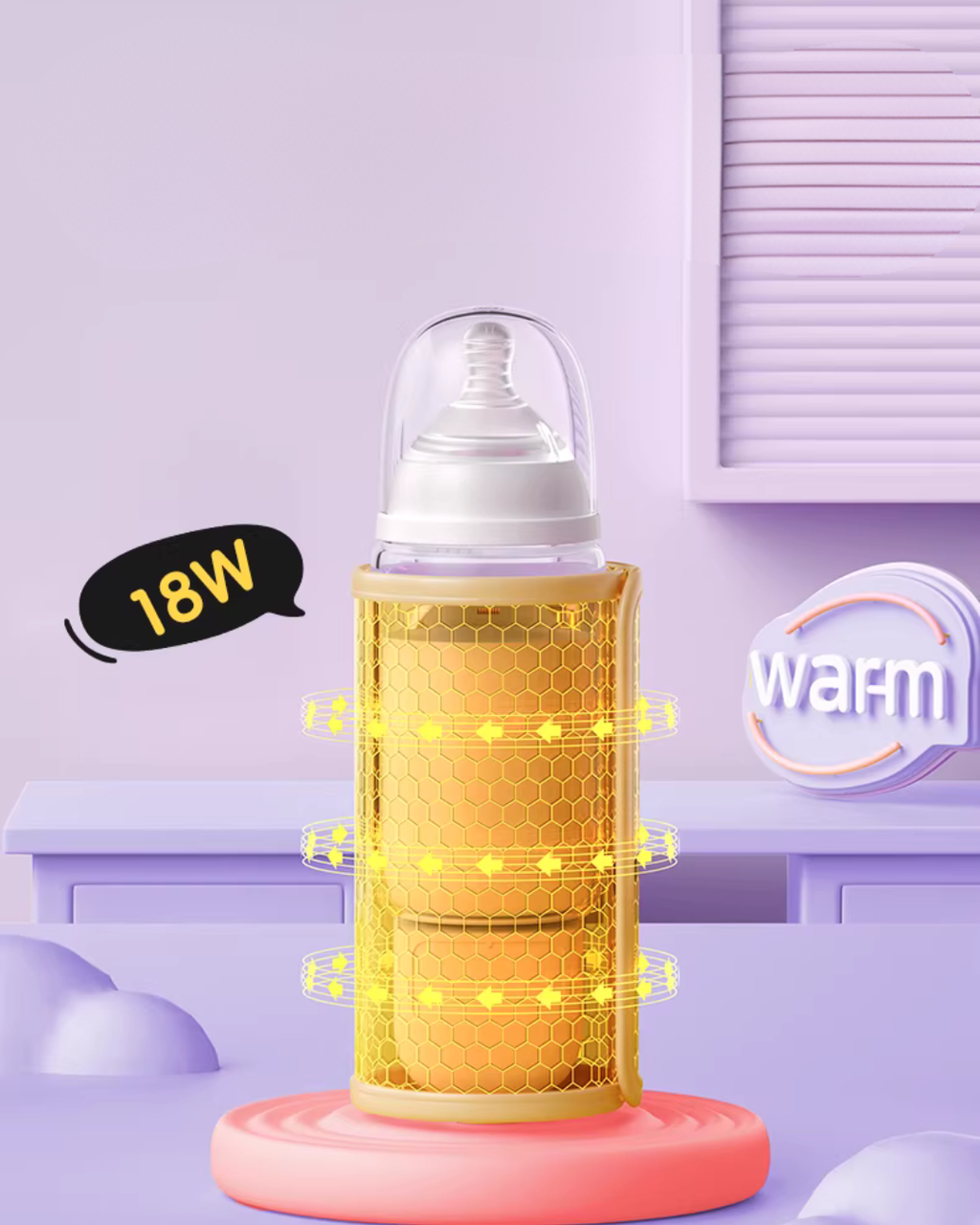 Wireless Baby Milk Warmer – 6 Temperature Levels, Travel Friendly