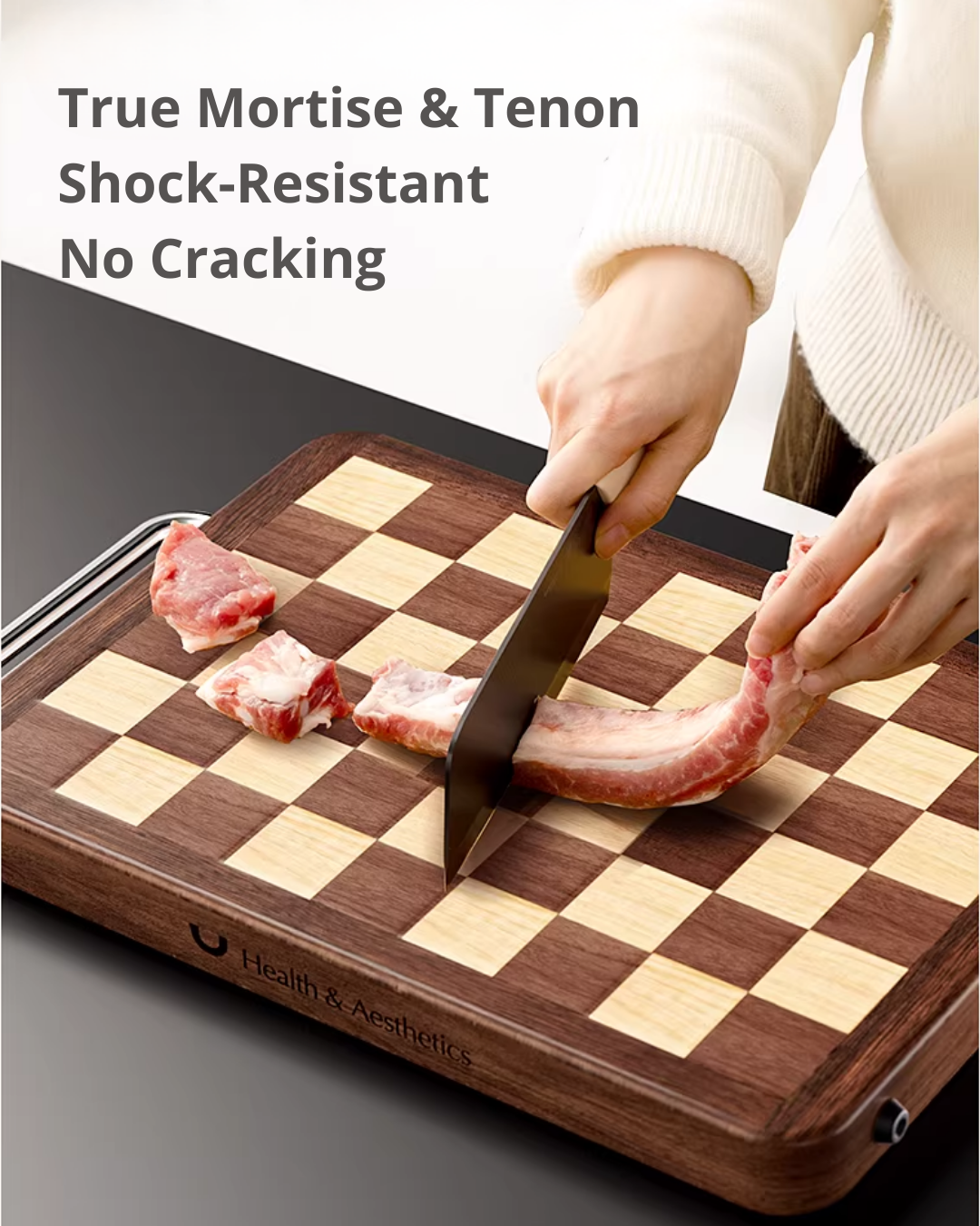 Mortise & Tenon End-Grain Ebony Cutting Board – Durable & Antibacterial