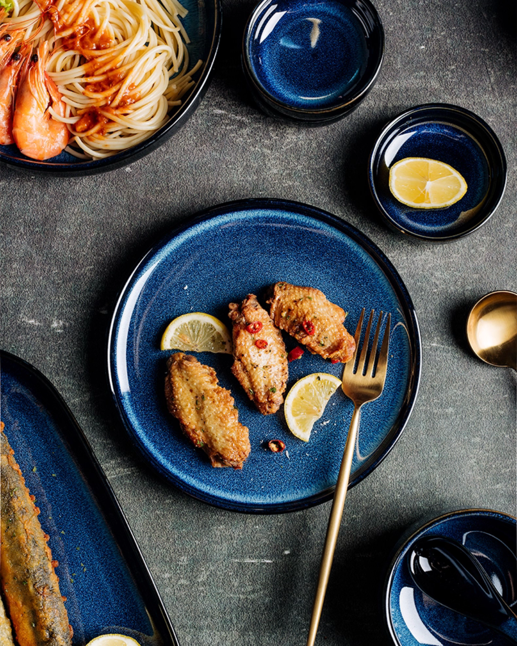 Artisan Nordic Starry Sky Dinnerware Set – Unique Blue Tableware