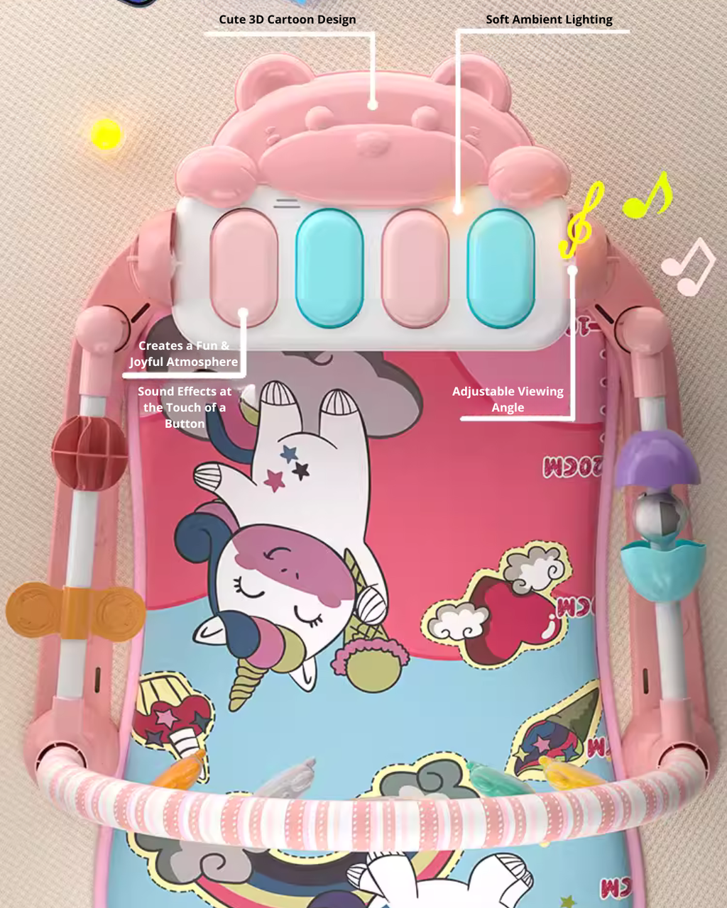 Interactive 3-in-1 Baby Gym – Music, Lights & Kicking Mat