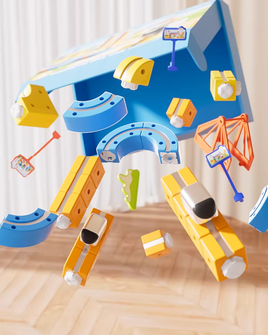 Magnetic Track Car Building Set with Upside-Down Driving