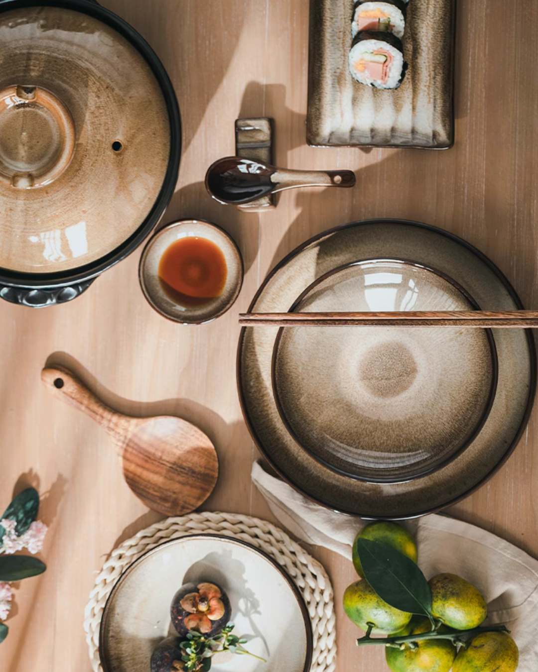 Japanese-Style Zisha Kiln-Change Dinnerware Set — Unique Handcrafted Ceramic