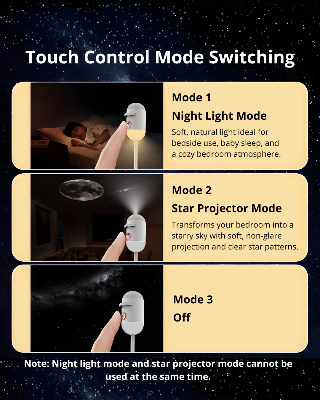 Bedside Night Light & Star Projector – Soft LED Lighting for Babies & Kids