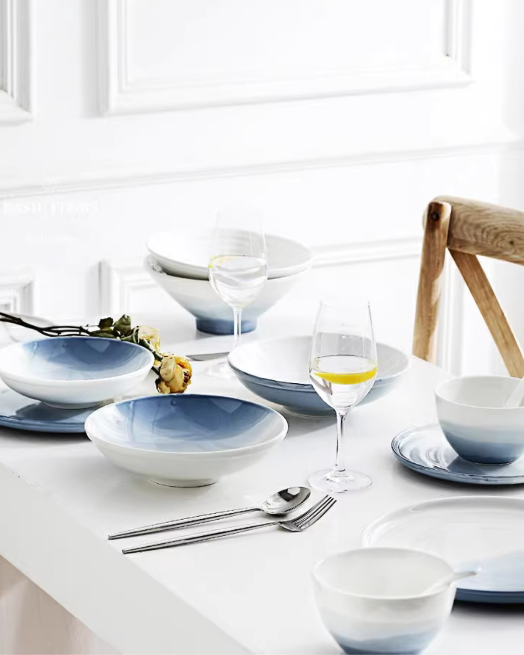 Hand-Painted Nordic Ceramic Dinnerware Set — Minimalist, Unique Design