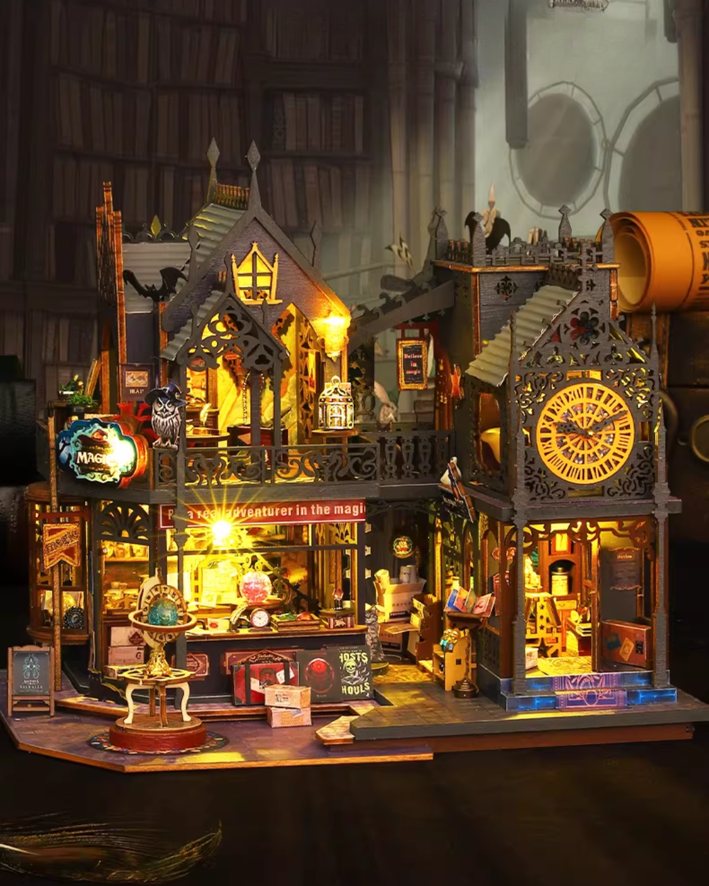 Holo Magic City DIY Dollhouse Miniature Kit with LED Lighting