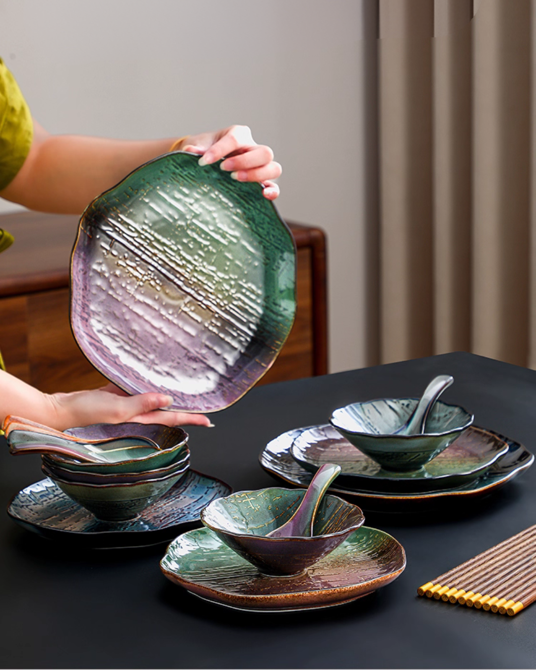 Color Kiln Transformation Porcelain Dinnerware Gift Set – Artistic & Durable