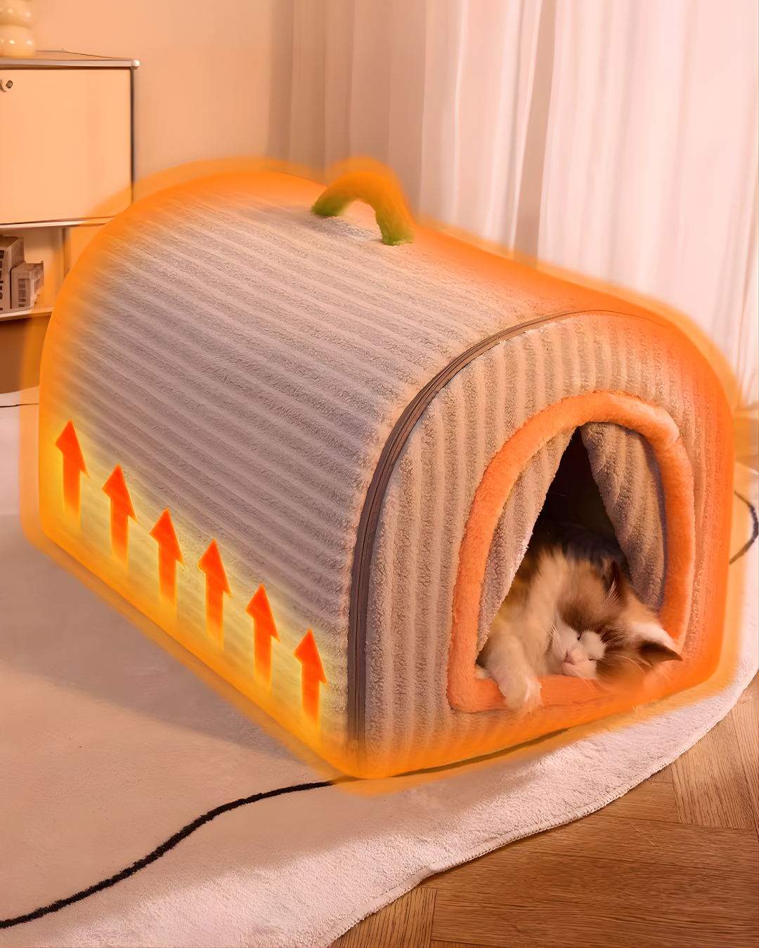 Heated Pet House Bed – 55°C Warmth, Soft Arctic Velvet, Anti-Slip