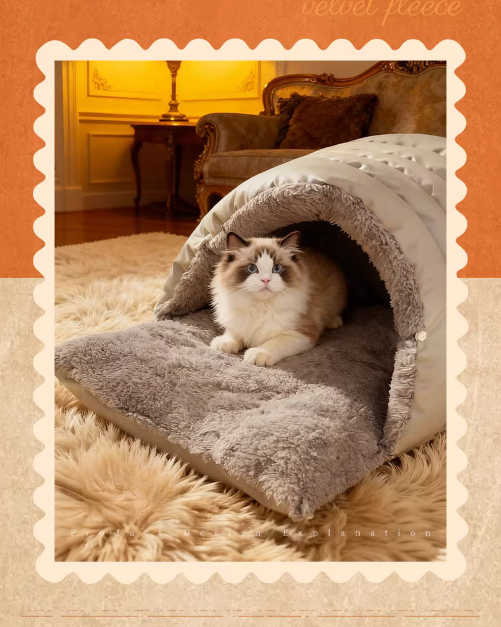 Enclosed Pet Sleeping Bag Bed for Cats & Small Dogs