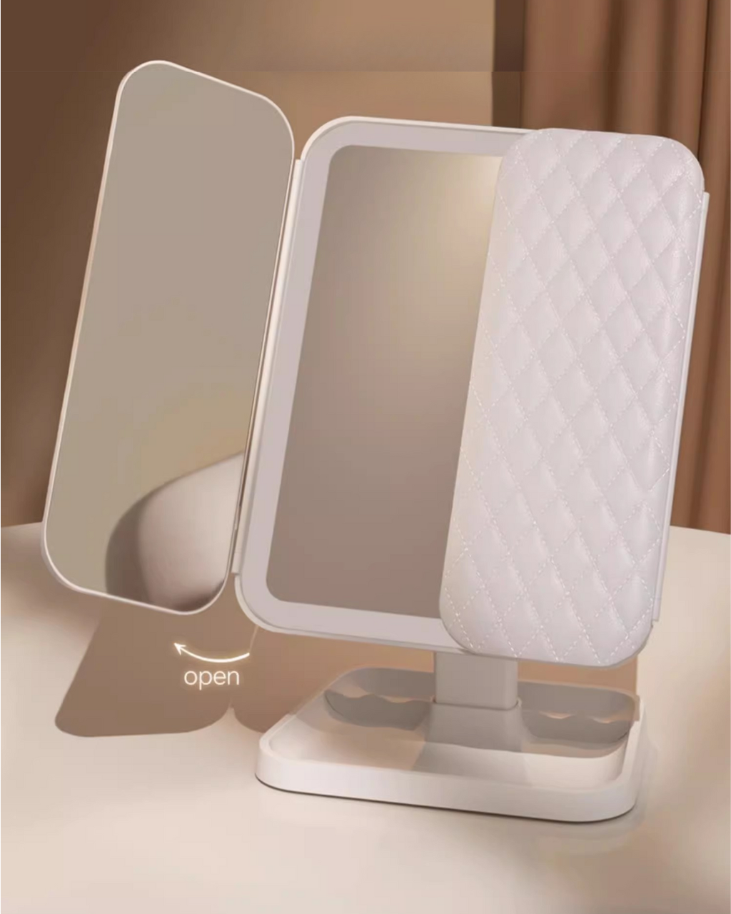 LED Makeup Mirror – 4K HD, Adjustable Lighting & Foldable Design