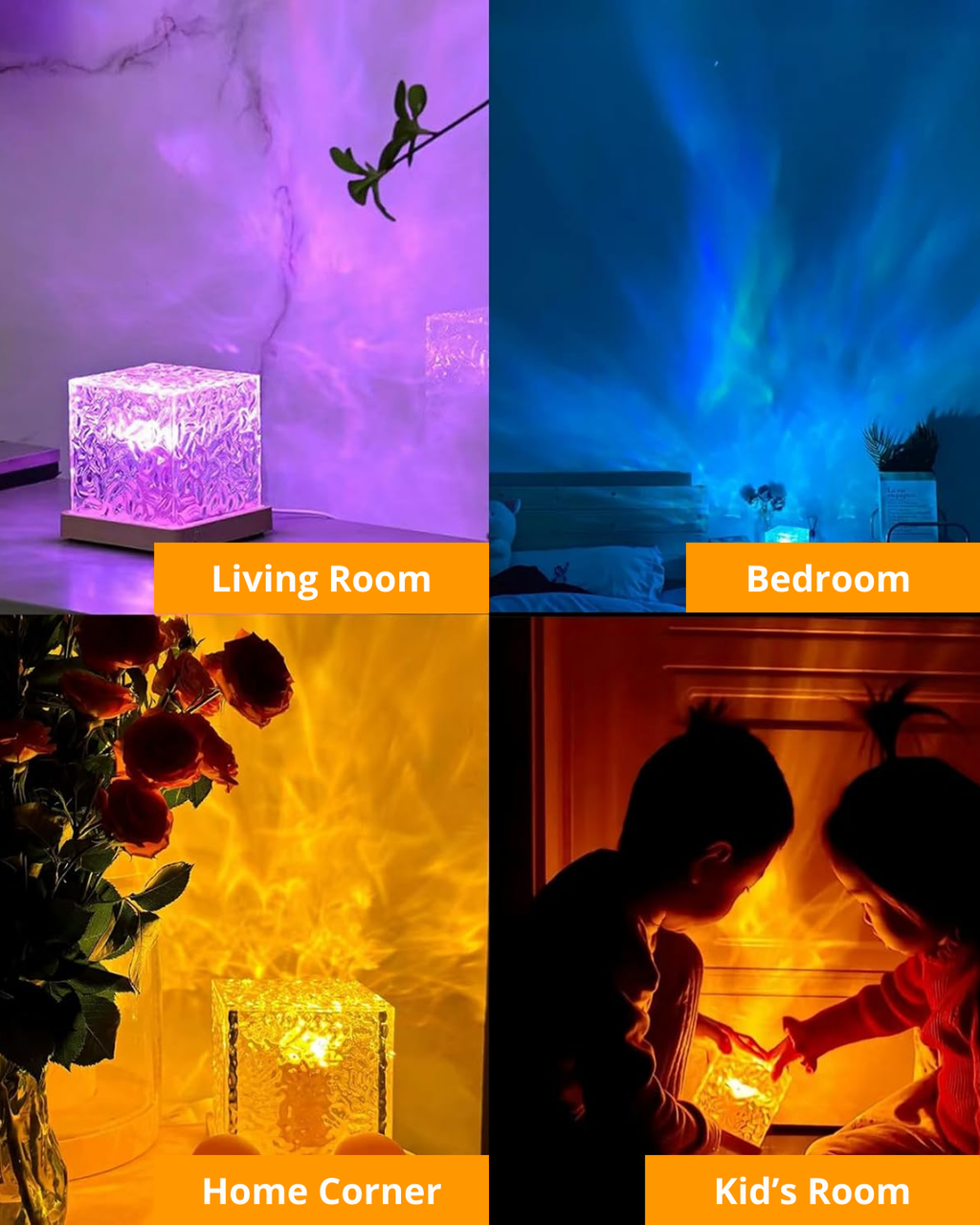 Aurora Water Ripple Night Light – Adjustable Glow, USB Rechargeable