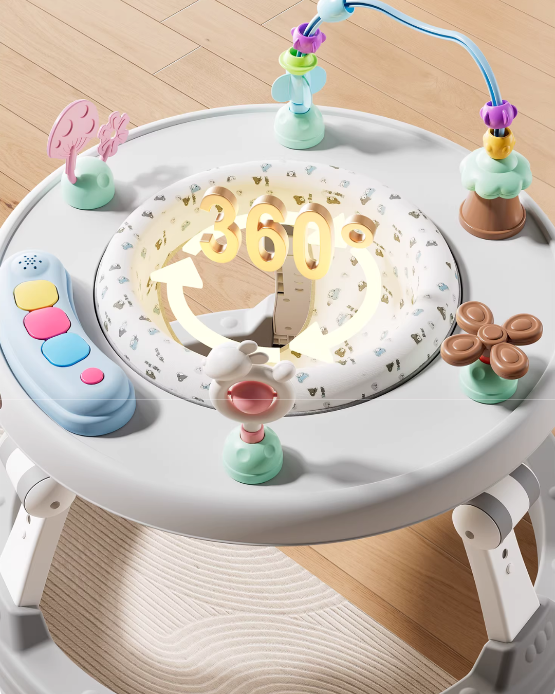 Multi-Function Baby Jumper, Activity Chair & Learning Walker | Adjustable Height, 360° Rotating Seat, Early Learning Toys for 6+ Months Toddlers