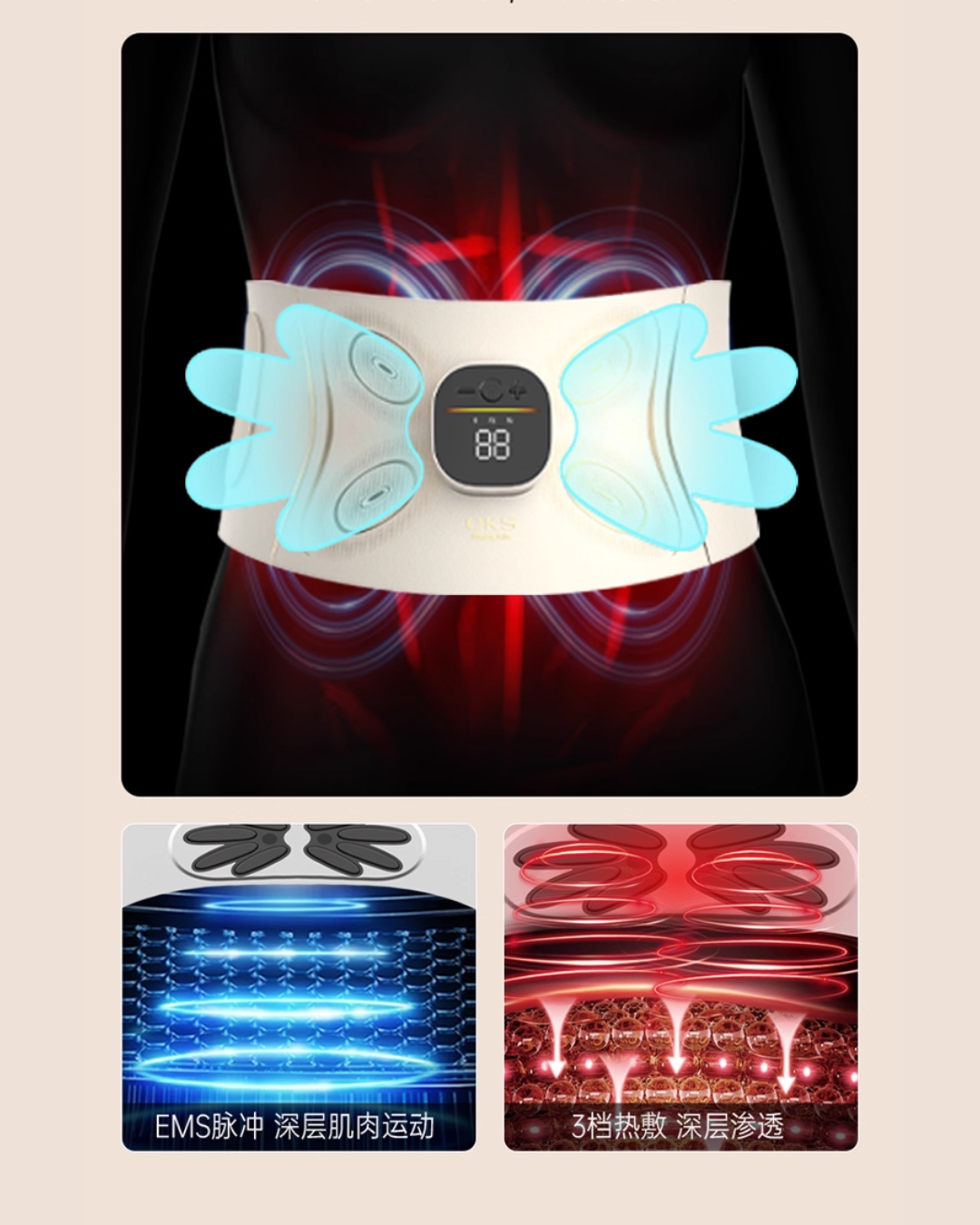 Slim & Comfortable EMS Waist Belt for Home, Work & Daily Use