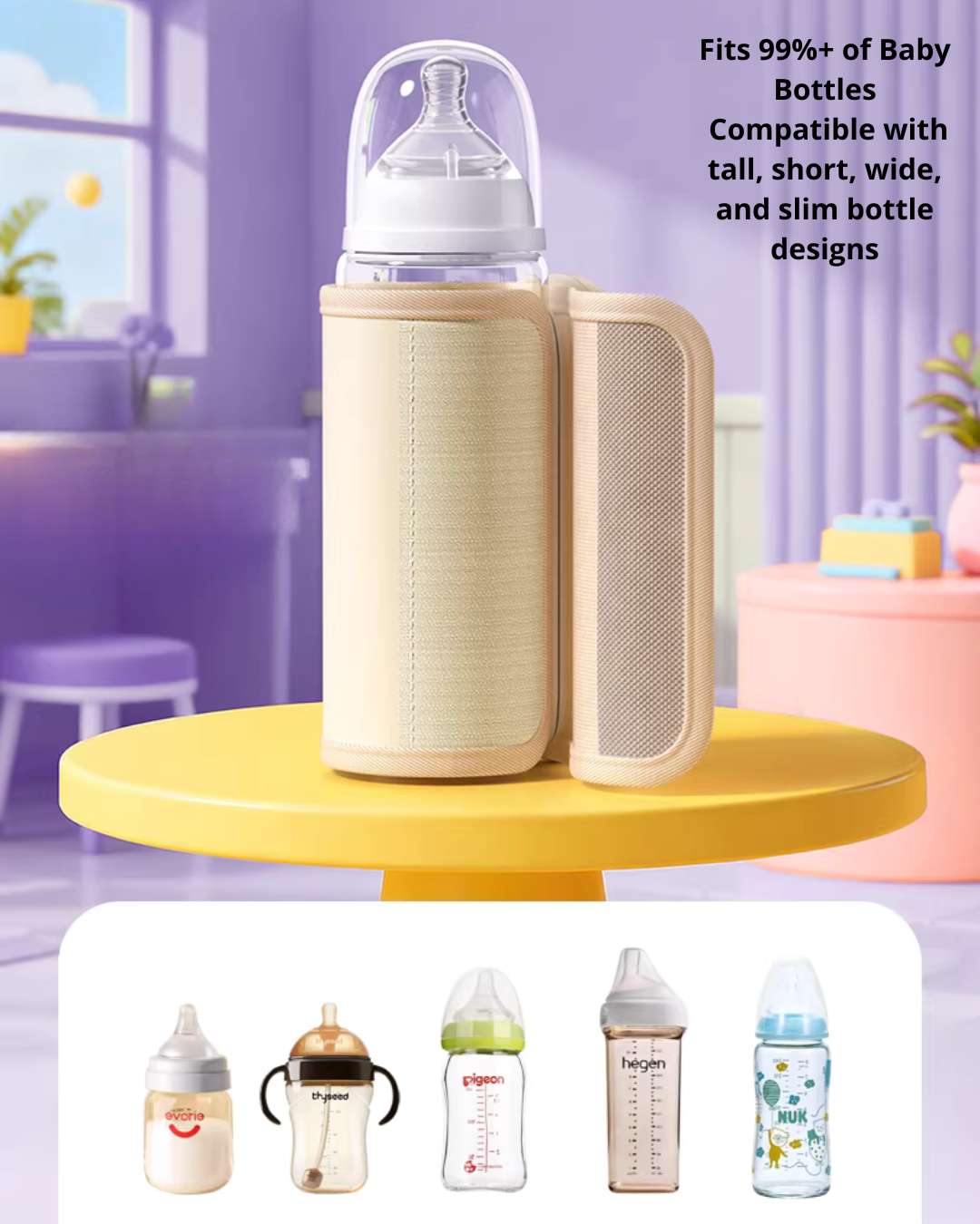 Wireless Baby Milk Warmer – 6 Temperature Levels, Travel Friendly