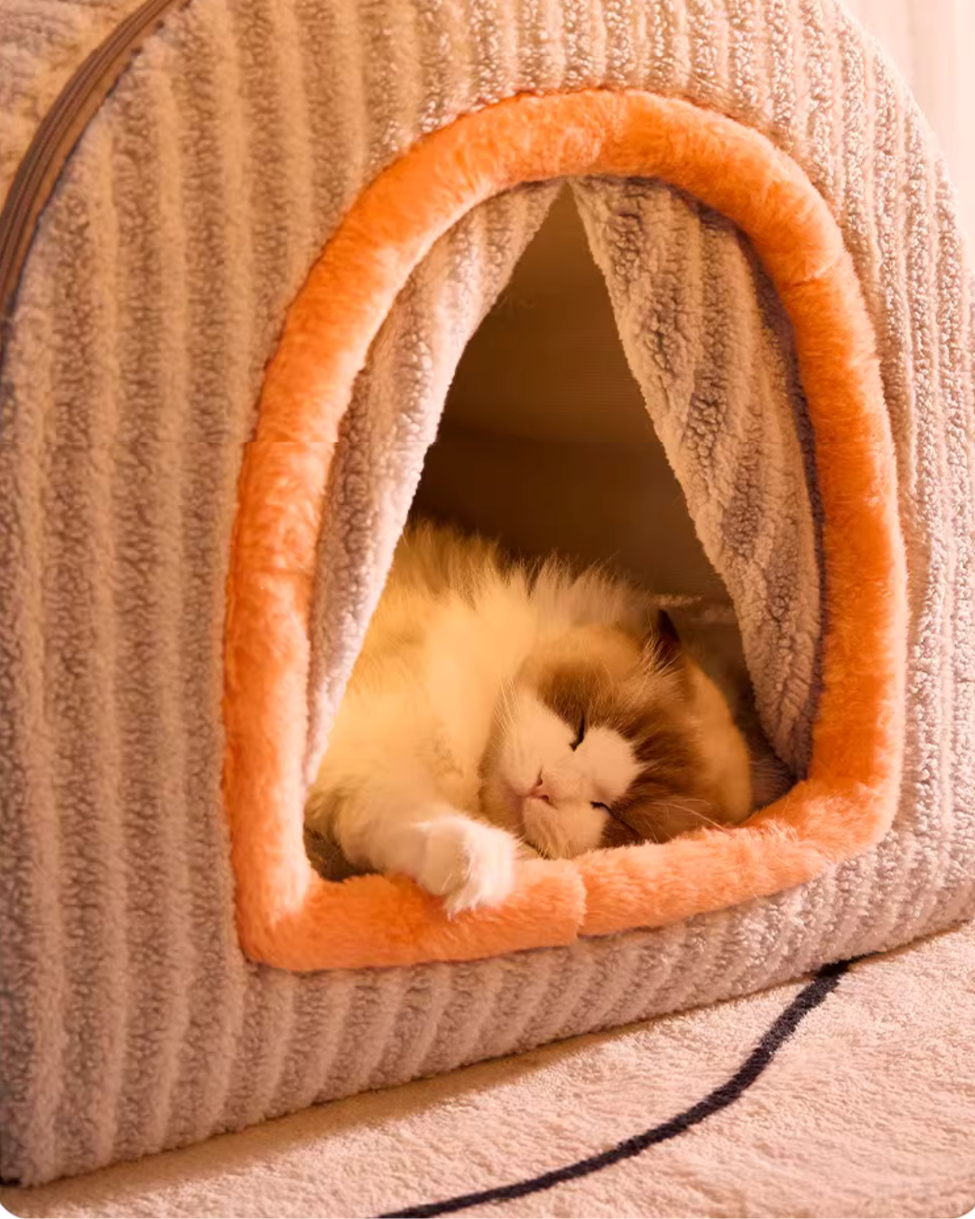 Heated Pet House Bed – 55°C Warmth, Soft Arctic Velvet, Anti-Slip