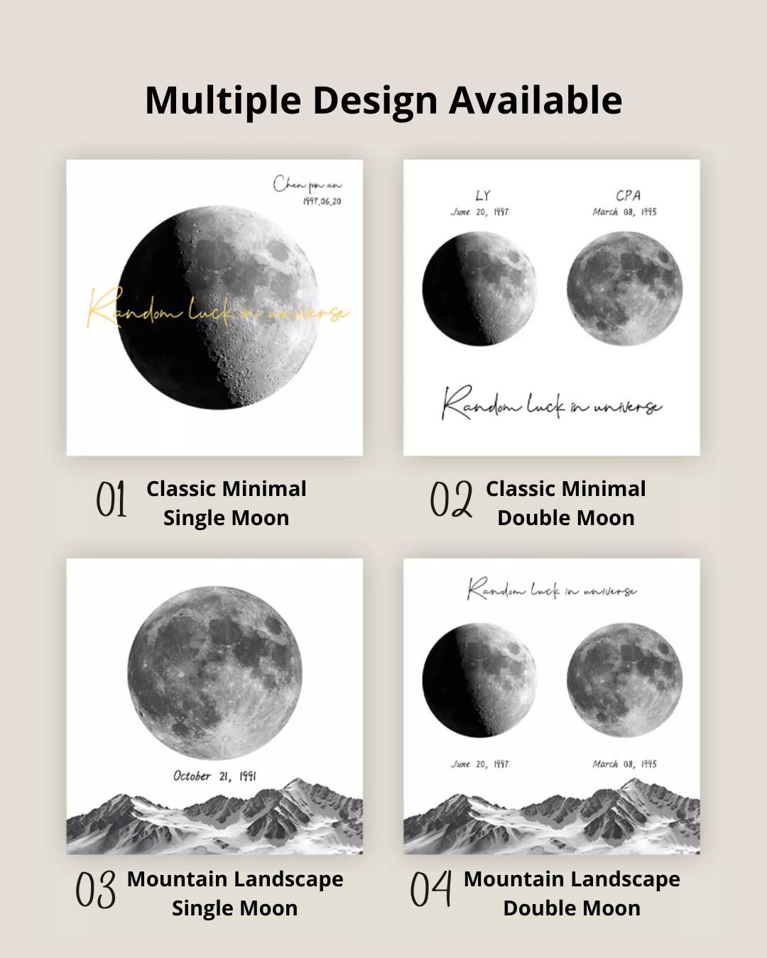 Personalized Moon Phase Frame – Custom Date & Message Gift