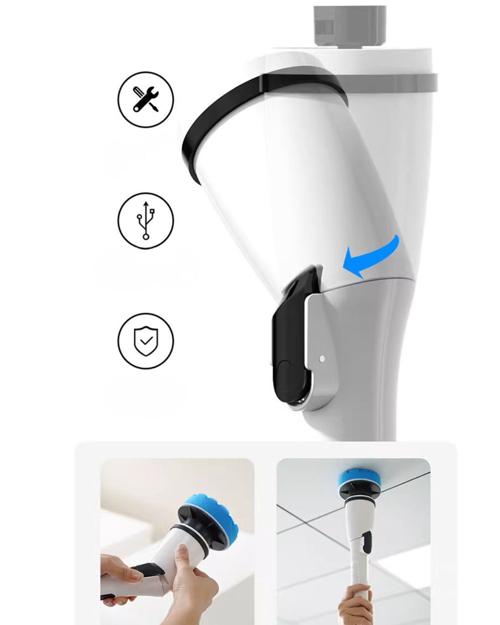 Multifunctional Electric Cleaning Brush with Adjustable Handle & Multi-Brush
