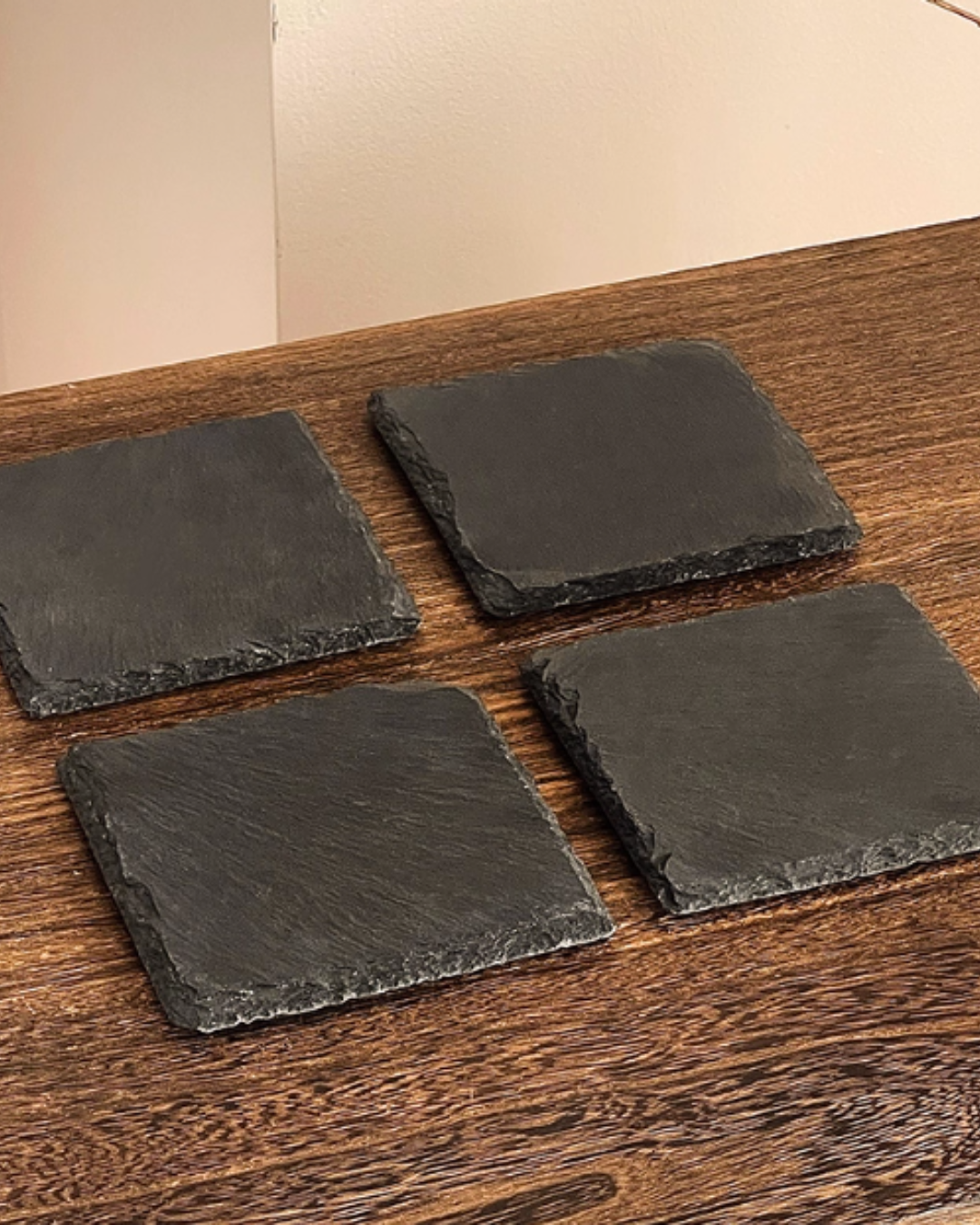 Natural Black Stone Coasters – Heat-Resistant & Durable Table Protection