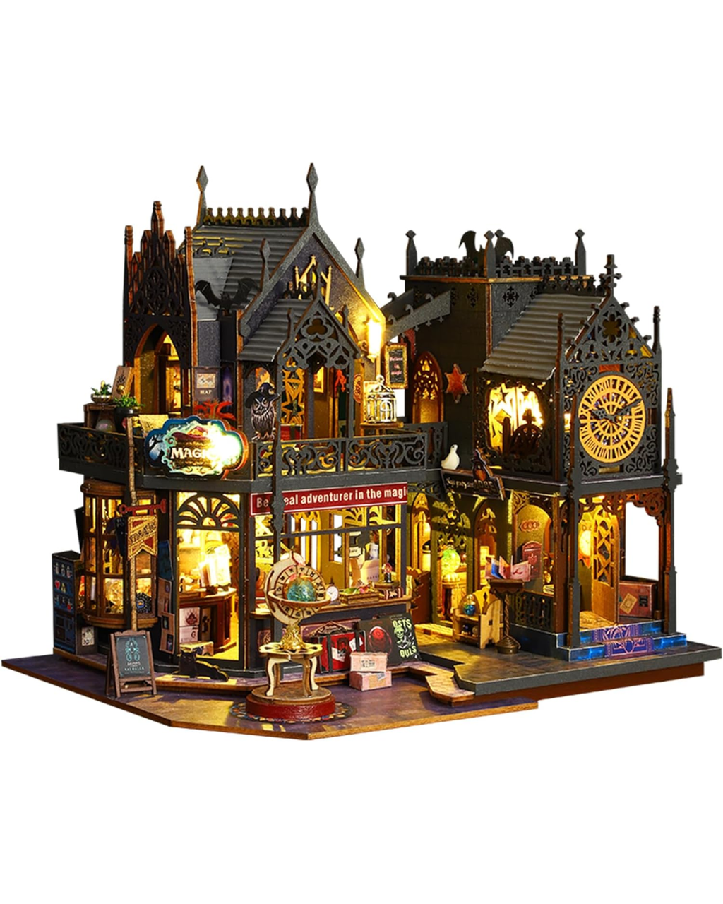 Holo Magic City DIY Dollhouse Miniature Kit with LED Lighting