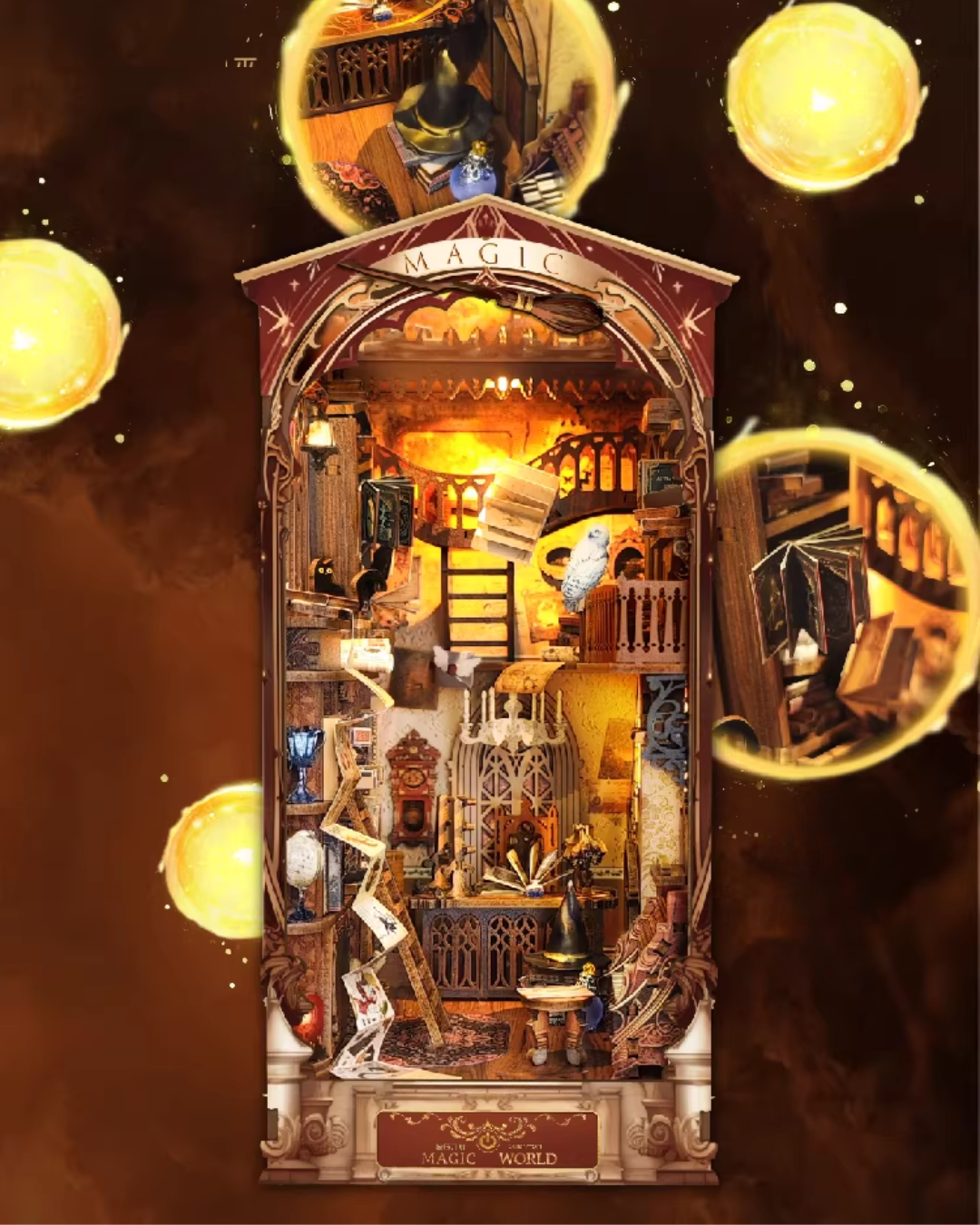 Magic World DIY Book Nook Kit with LED Lights for Bookshelves