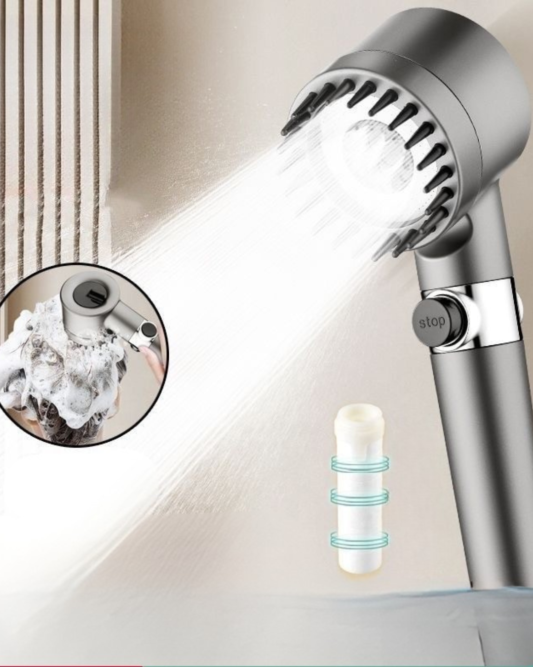 Turbo High-Pressure Shower Head with Filtration – Spa-Like Showers