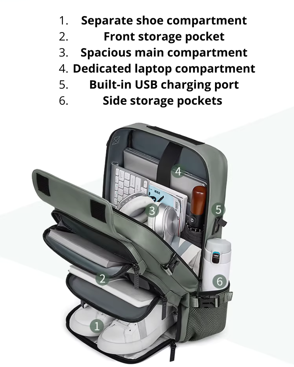 Large-Capacity Travel Backpack – Water-Resistant with Laptop Compartment