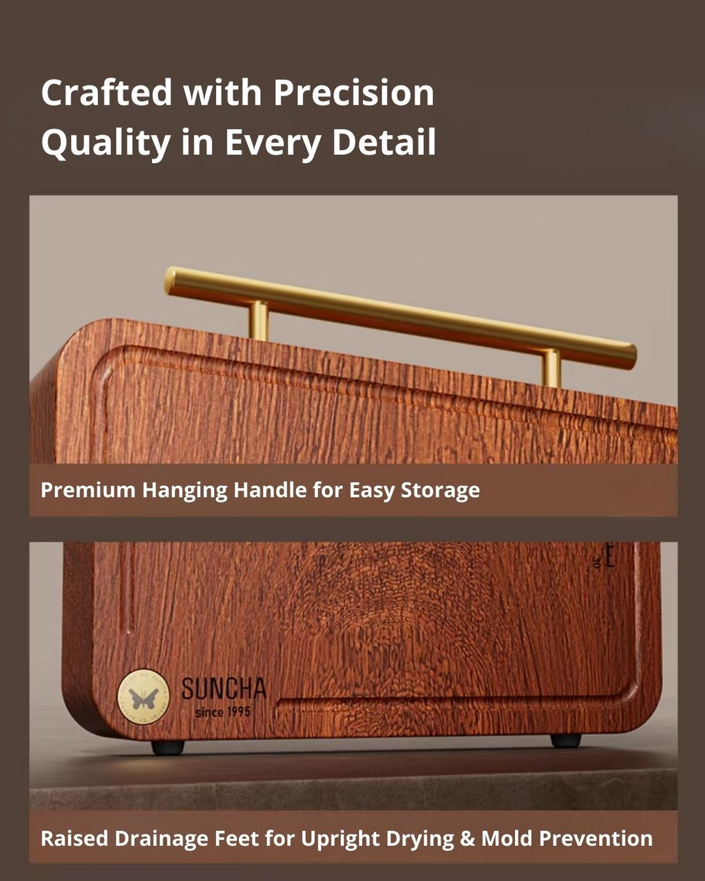 Solid African Ebony Wood Cutting Board – Knife-Friendly & Double-Sided