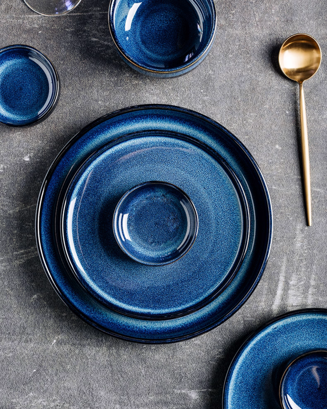 Artisan Nordic Starry Sky Dinnerware Set – Unique Blue Tableware