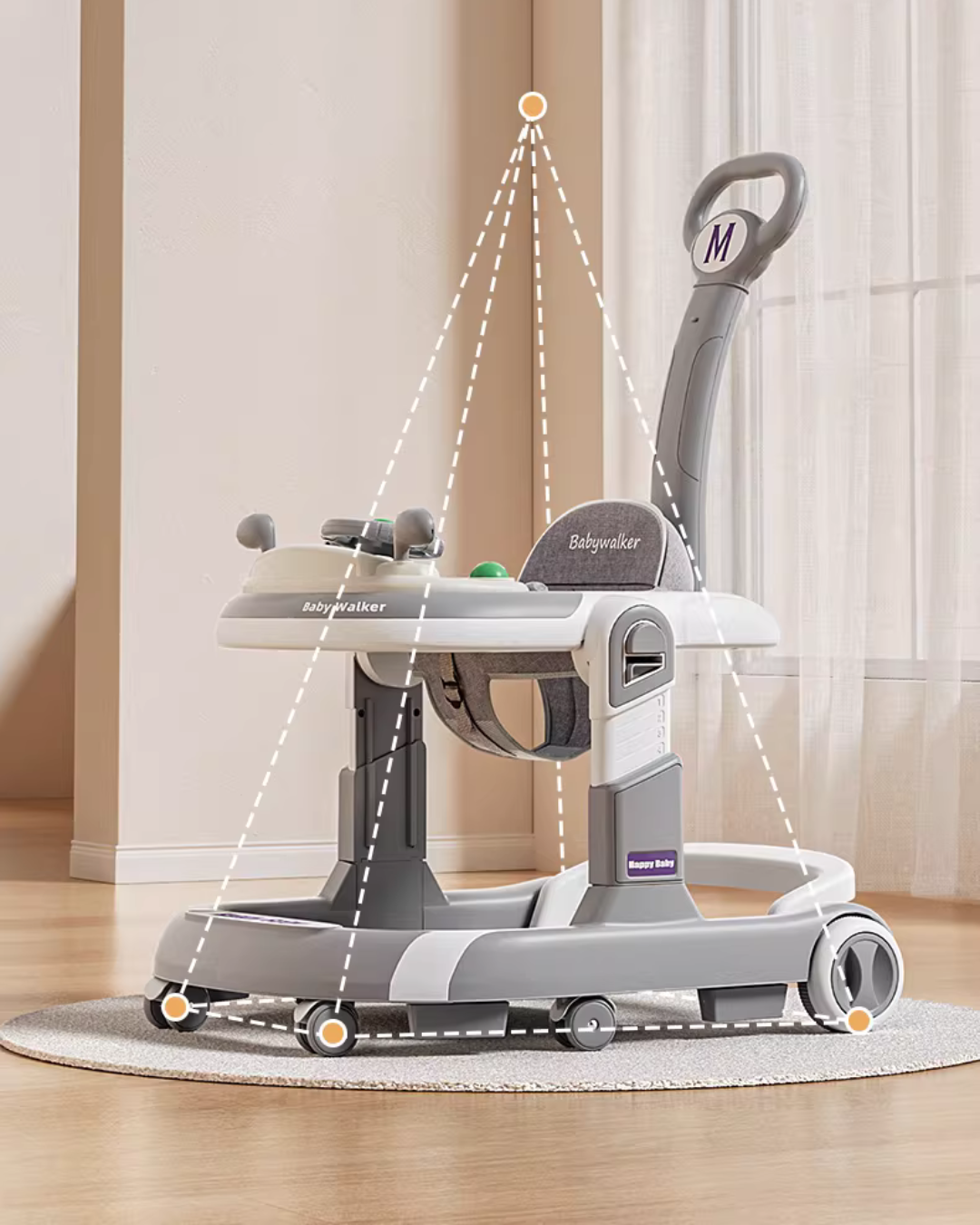 4-in-1 Baby Walker with Music & Lights Activity Tray – 6 Months+