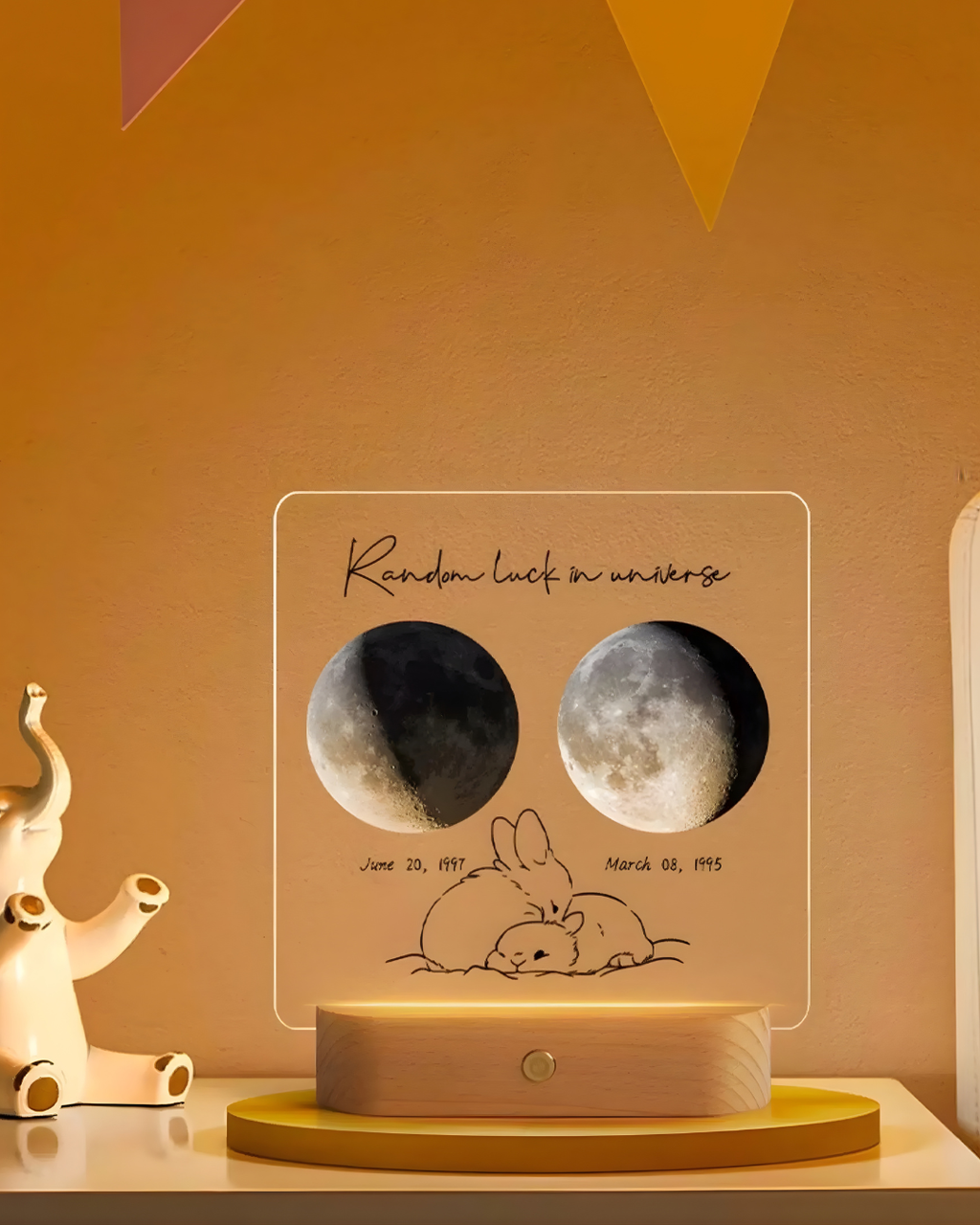 Personalized Illuminated Moon Phase Frame – Custom Name & Date Gift for Couples, Family & Friends
