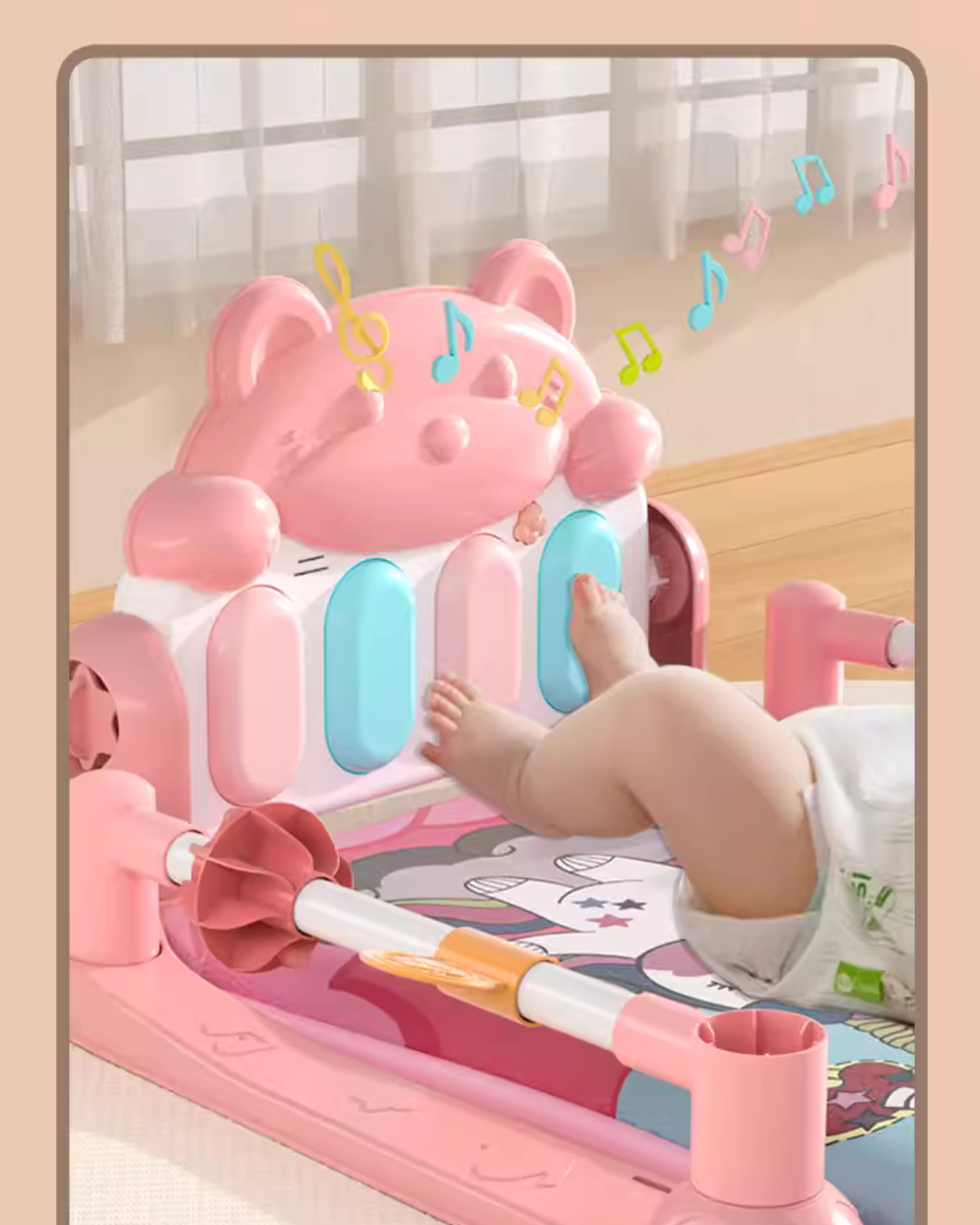 Interactive 3-in-1 Baby Gym – Music, Lights & Kicking Mat