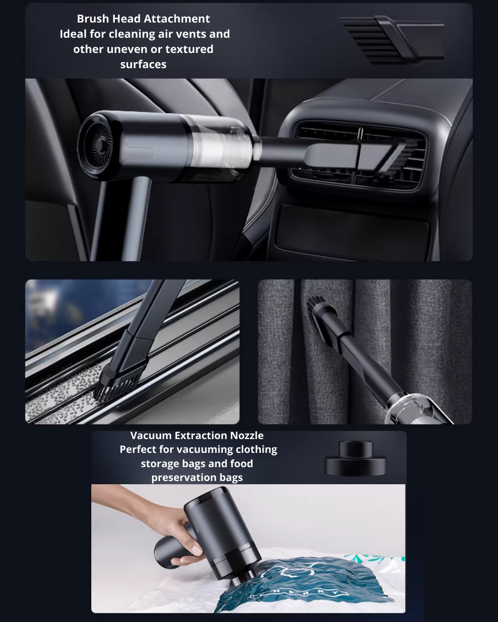 Compact 4-in-1 Multi-Function Vacuum Cleaner with Strong Suction