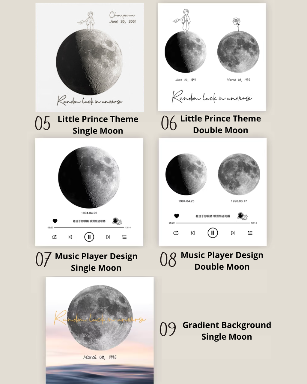 Personalized Moon Phase Frame – Custom Date & Message Gift