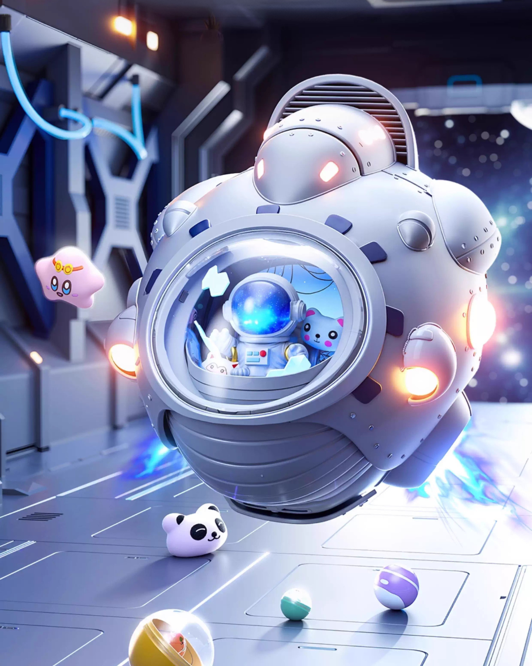 Space Theme Claw Machine Toy — Joystick, LED Lights & Alloy Claw Grip