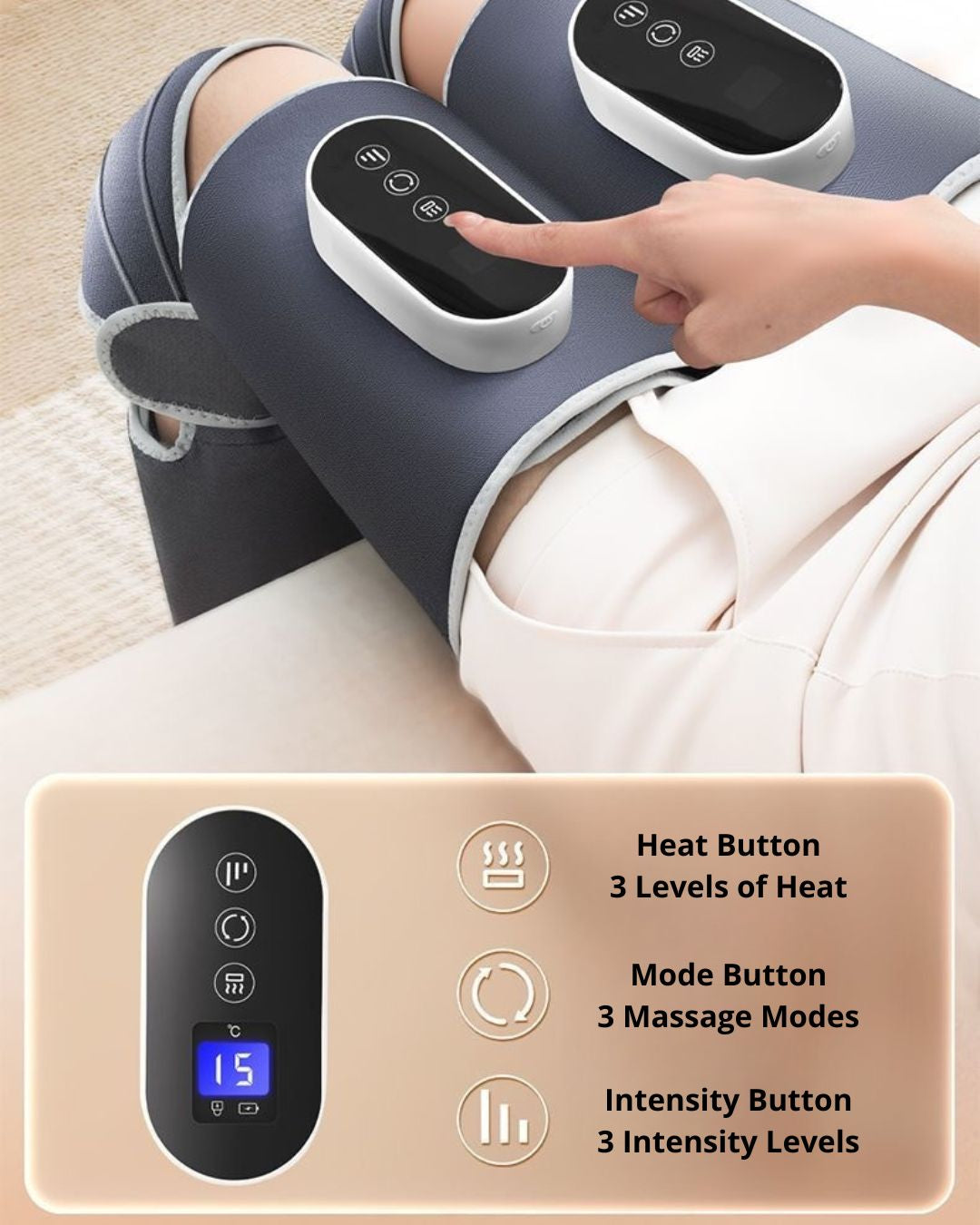 Wireless Heated Knee Massager with Air Compression & Graphene Heat