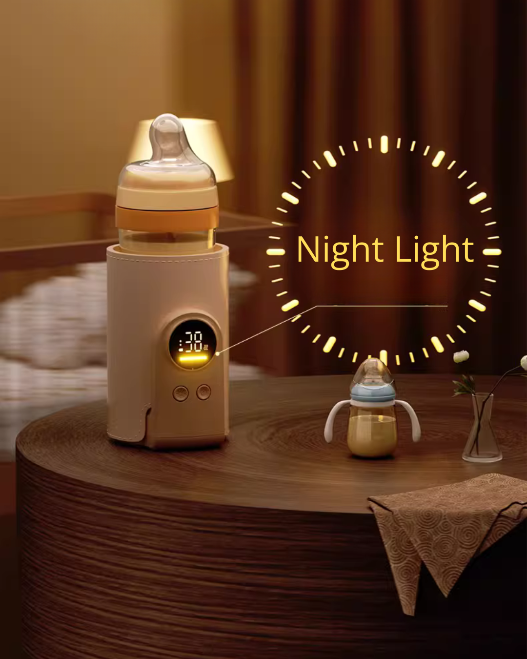 Wireless Portable Baby Bottle Warmer – Adjustable Temperature & USB