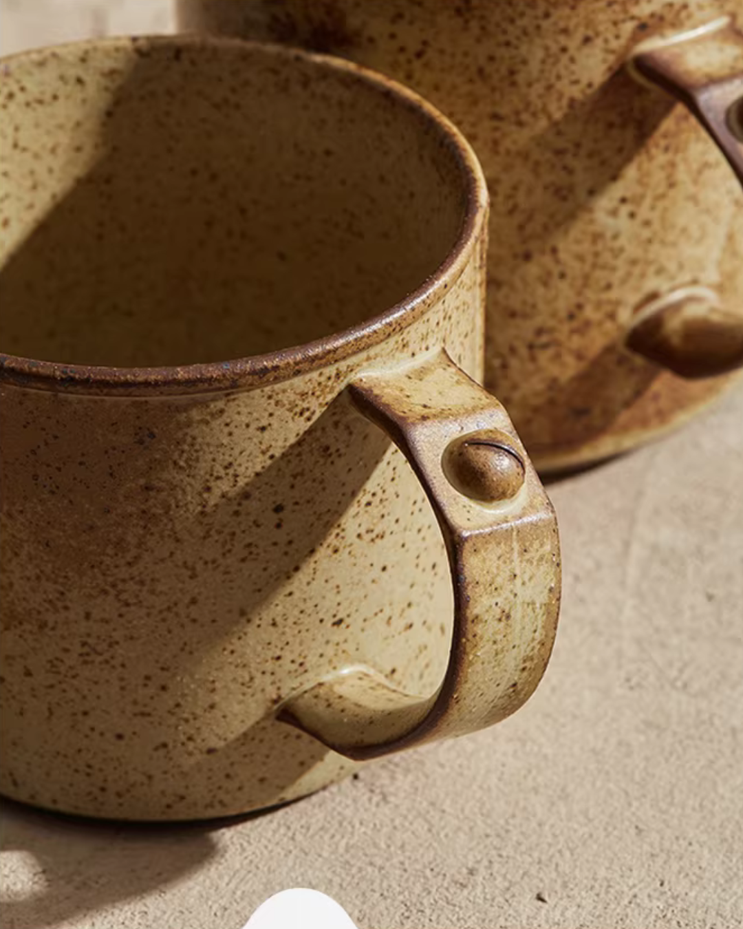 Vintage Rivet Handle Ceramic Mug for Everyday Coffee & Tea