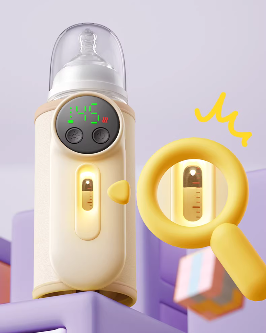 Wireless Baby Milk Warmer – 6 Temperature Levels, Travel Friendly