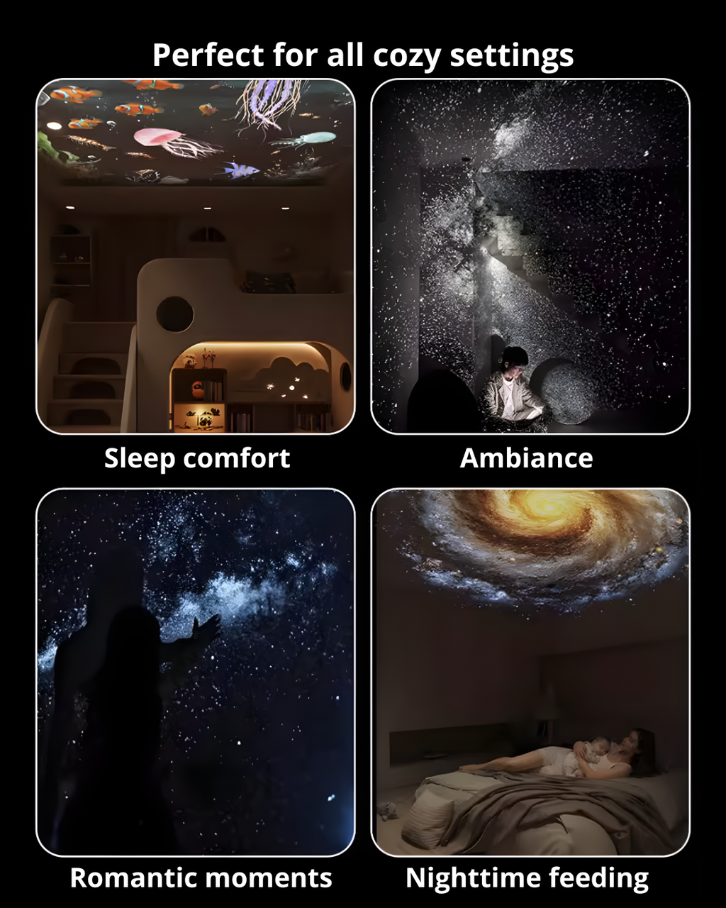 Bedside Night Light & Star Projector – Soft LED Lighting for Babies & Kids