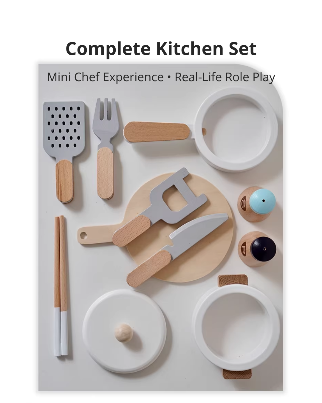 Kids Wooden Play Kitchen & Food Toy Set – Pretend Play for Toddlers