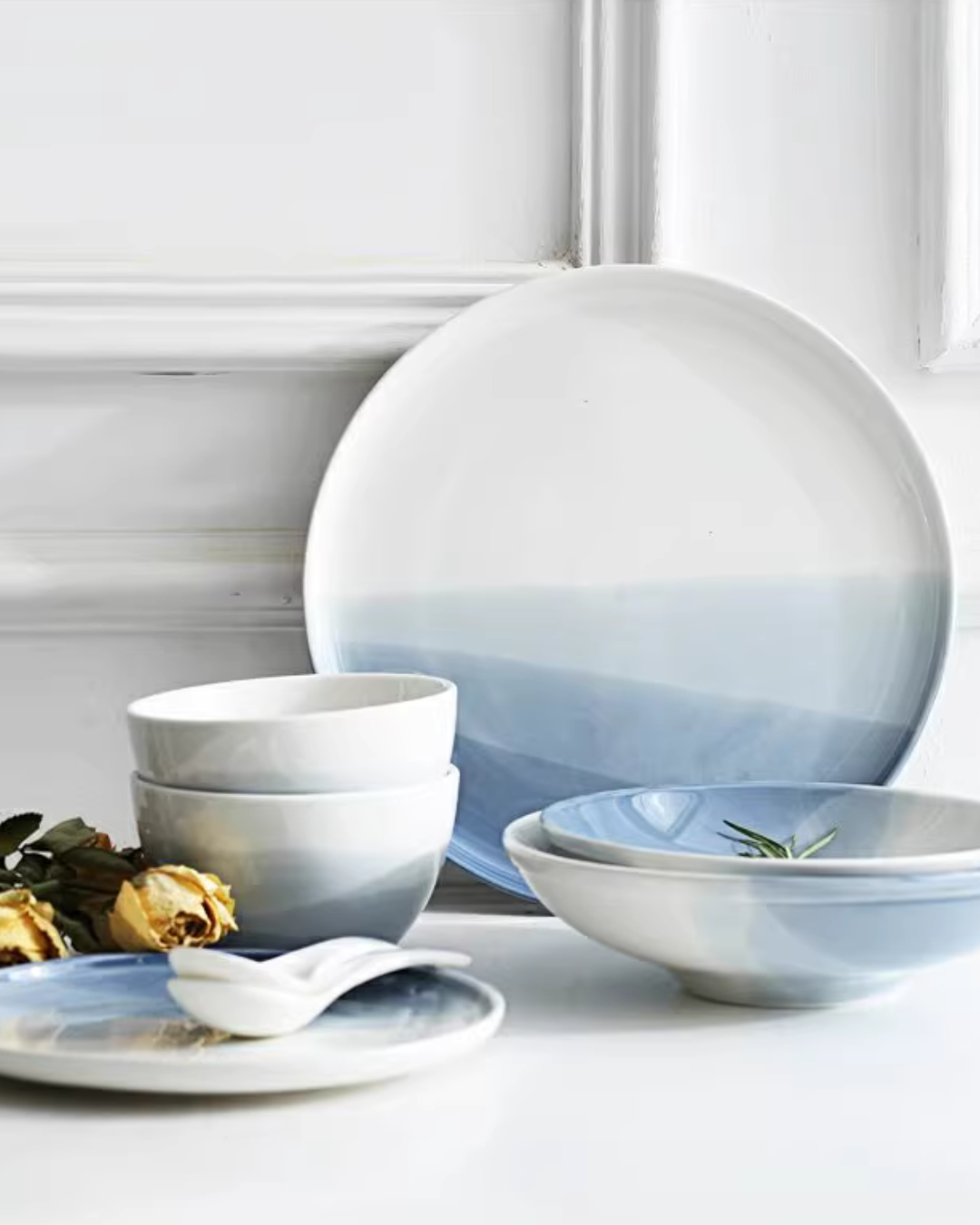 Hand-Painted Nordic Ceramic Dinnerware Set — Minimalist, Unique Design