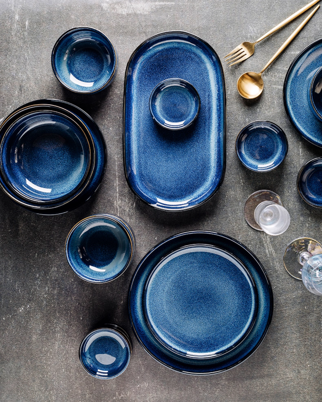 Artisan Nordic Starry Sky Dinnerware Set – Unique Blue Tableware
