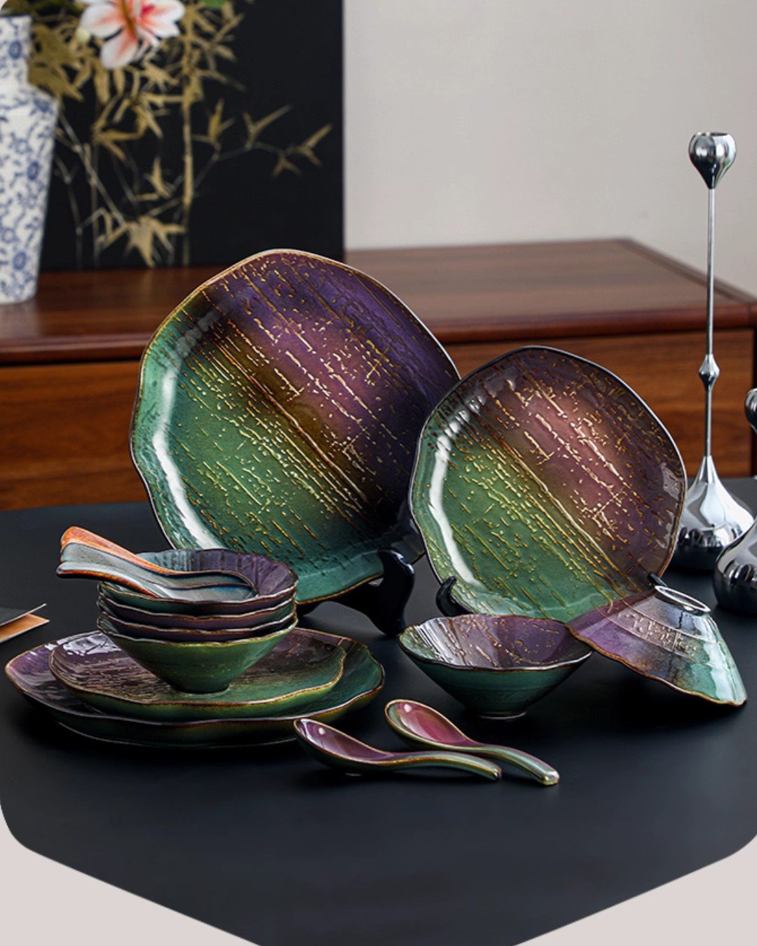 Color Kiln Transformation Porcelain Dinnerware Gift Set – Artistic & Durable