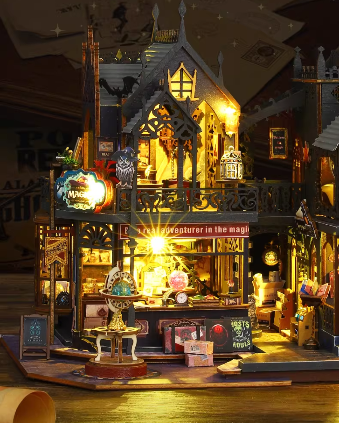 Holo Magic City DIY Dollhouse Miniature Kit with LED Lighting