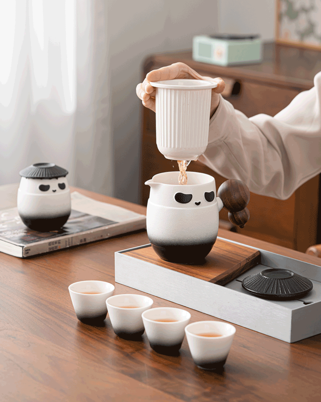 Panda Hero Tea Set – Compact Nested Design for Mindful Tea