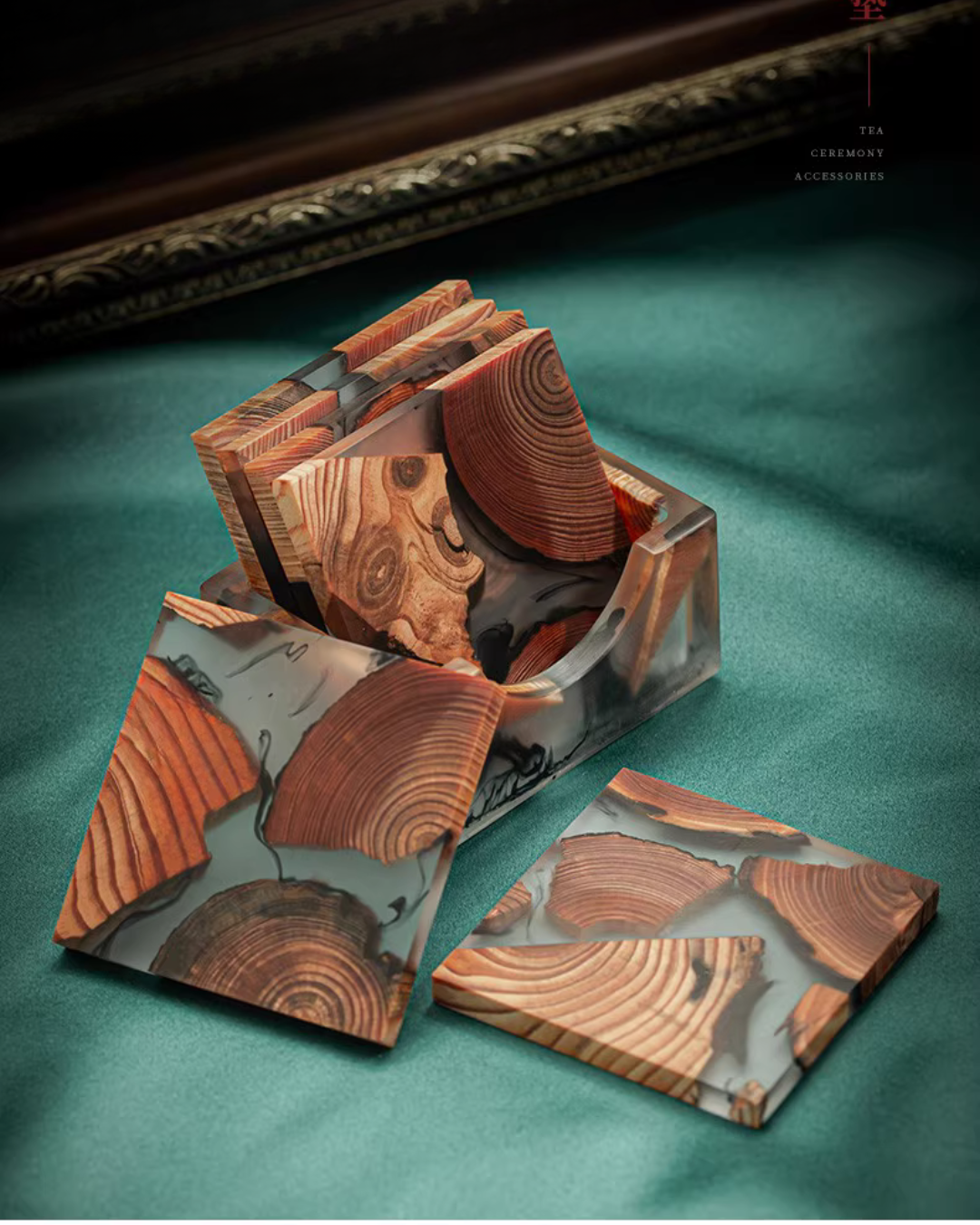 Elegant Resin and Wood Coasters for Coffee, Tea & Everyday Use