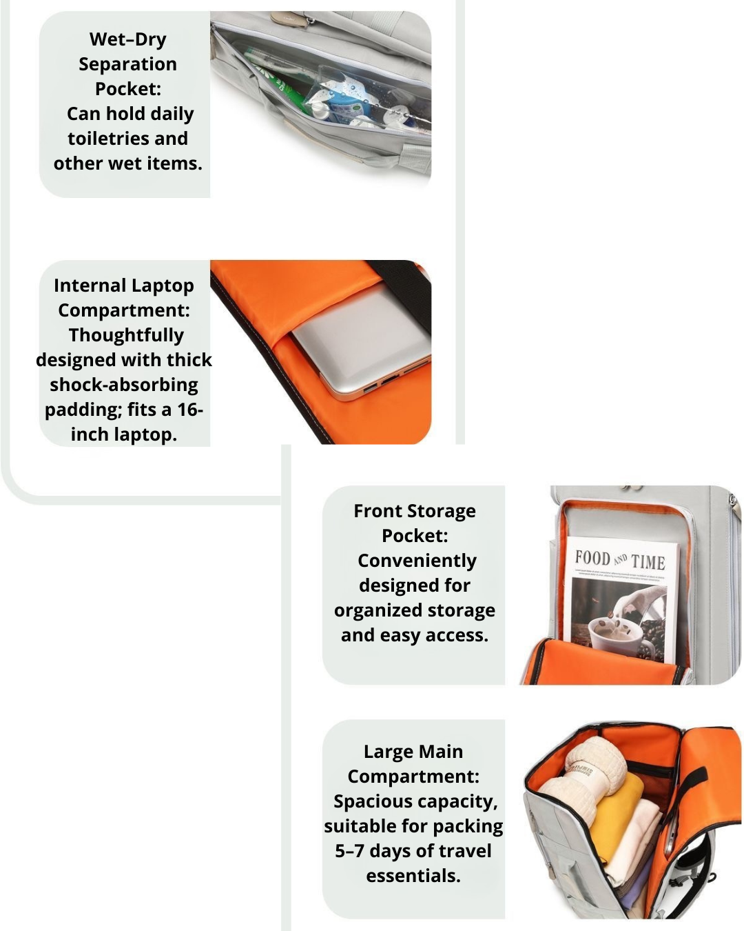 Expandable Travel Backpack with Laptop Sleeve, Shoe Compartment & USB Port